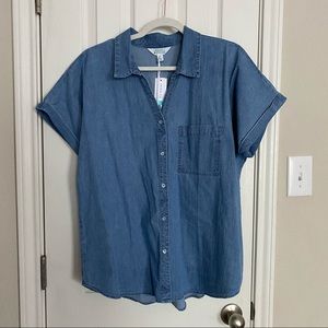 MARKET & SPRUCE Graylynn Button Down Top XL | Blue